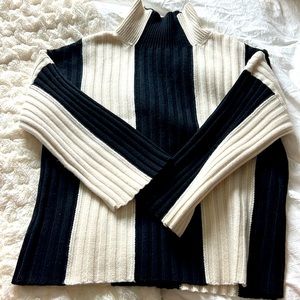 H&M wool black and white stripe oversized sweater size XS